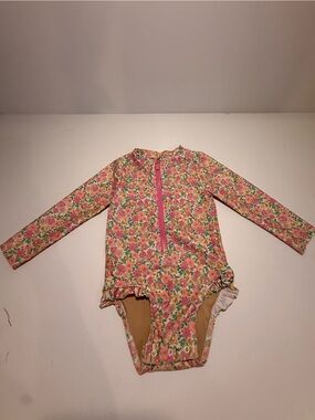 Old Navy 12–18M Pink & Orange Floral Long Sleeve Swimsuit